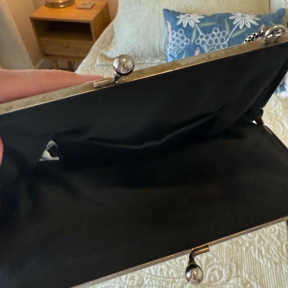 Elegant Black Clutch Bag with chain - embellished bead detail, beautiful! - Picture 6 of 6